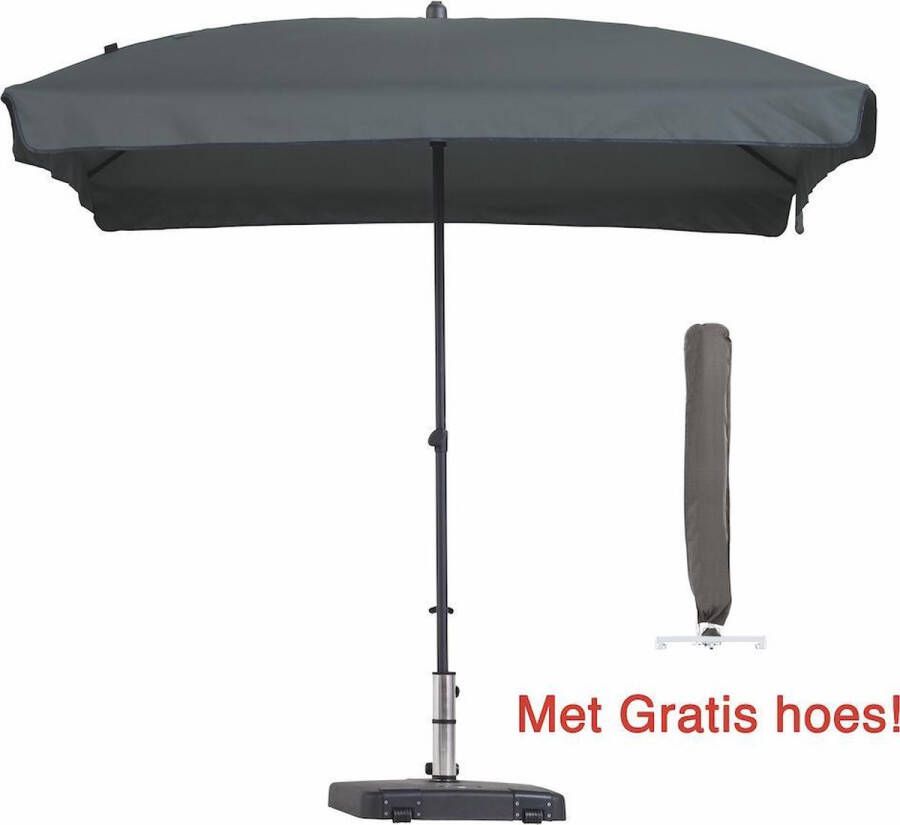 Madison Parasol Rechthoek Grijs 210 x 140 cm met gratis hoes