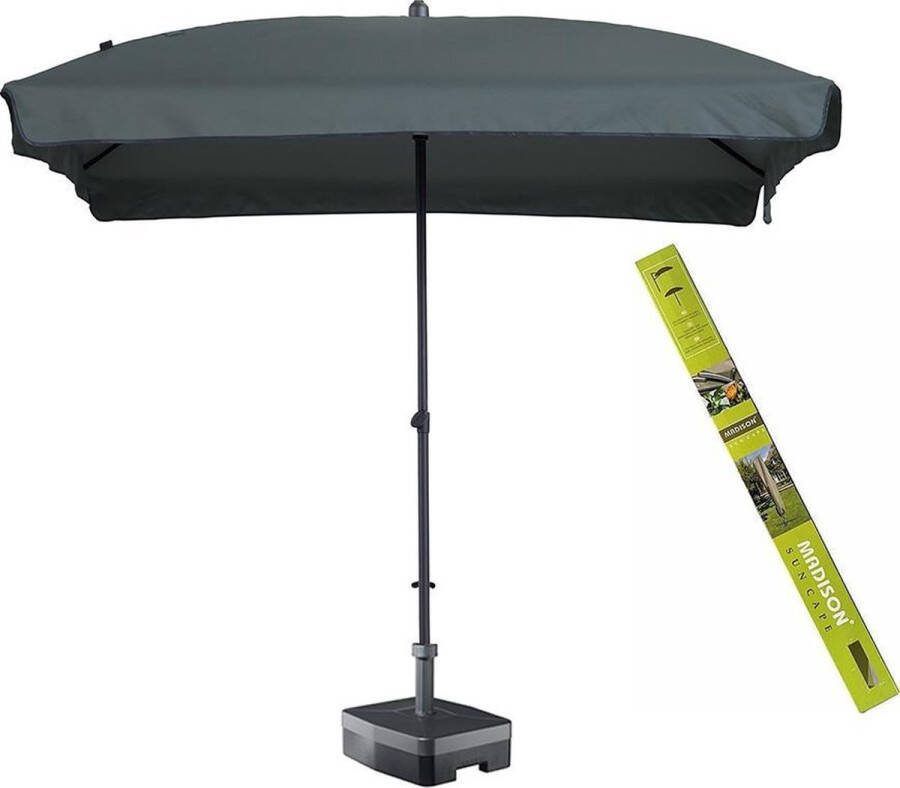 Madison Parasol rechthoek met voet en hoes! Patmos grijs 210 x 140 cm