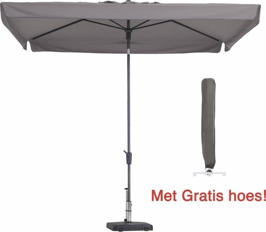Madison Parasol rechthoek Taupe 300 x 200 met hoes Amsterdam Delos met beschermhoes. Prachtige rechthoekige parasol van en tevens kantelbaar.
