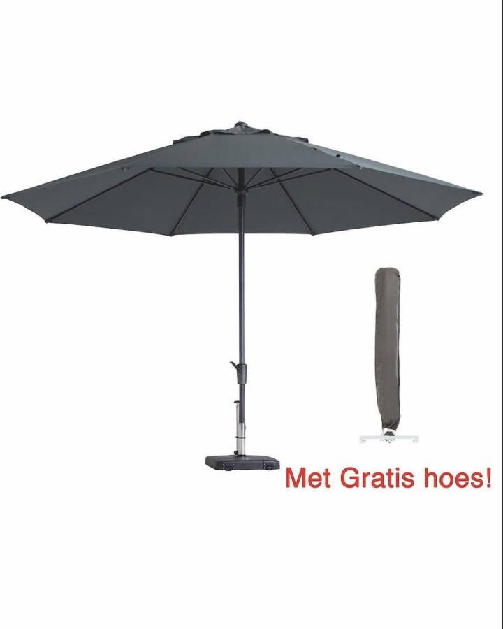 Madison Parasol Rond Grijs 400 cm met hoes | Topkwaliteit parasol