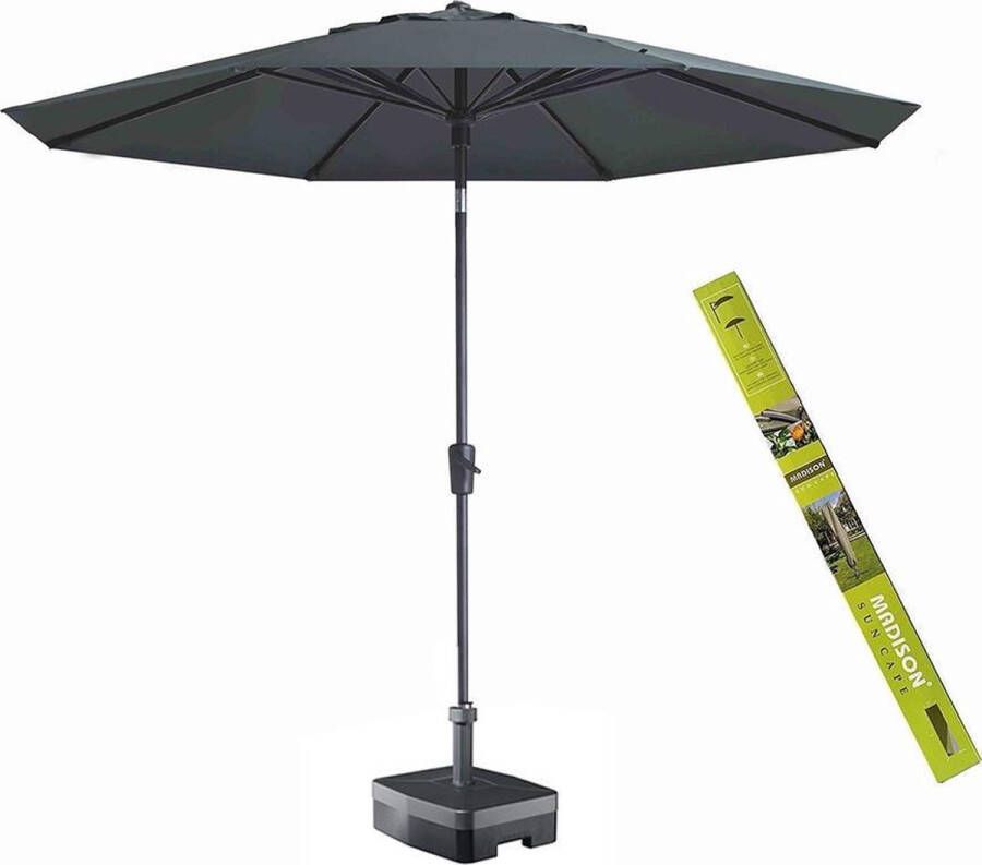 Madison Parasol rond grijs met voet en hoes! Paros 300 cm