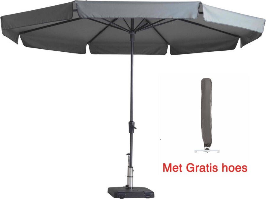 Madison Parasol rond lichtgrijs 350 cm met hoes