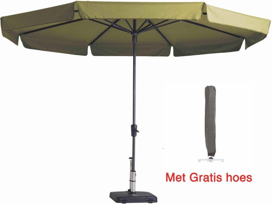 Madison Parasol Rond Sage groen 350 cm met gratis hoes