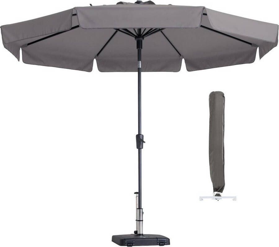 Madison Parasol Rond Taupe 300cm met hoes | Flores | Topkwaliteit kantelbare en ronde parasol