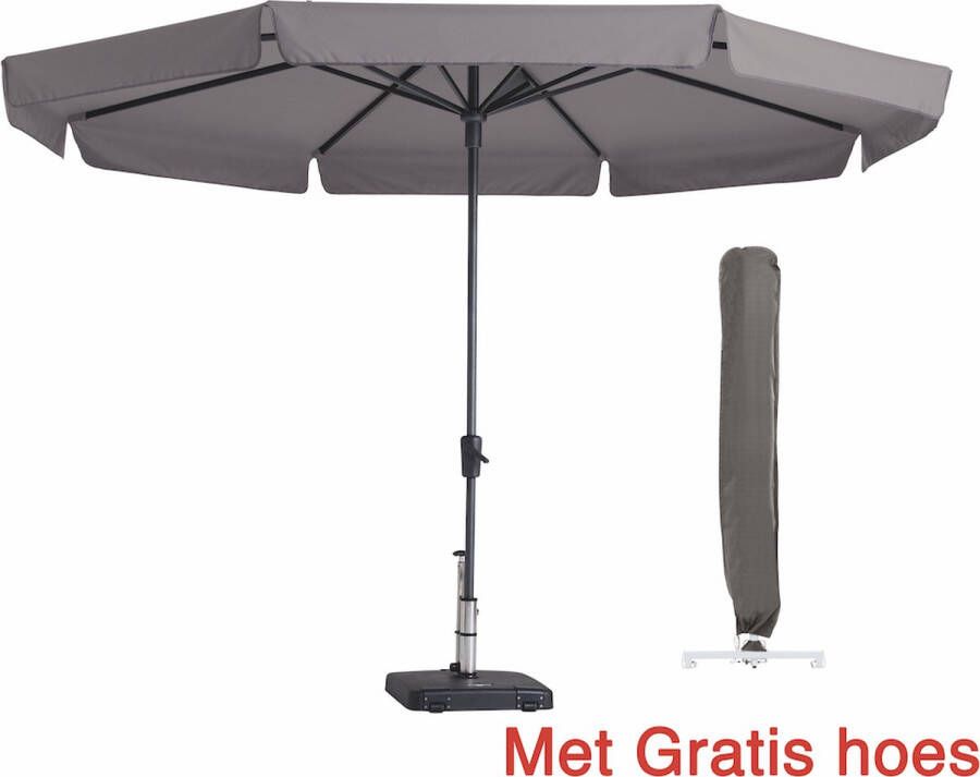 Madison Parasol Rond Taupe 350cm Syros met hoes