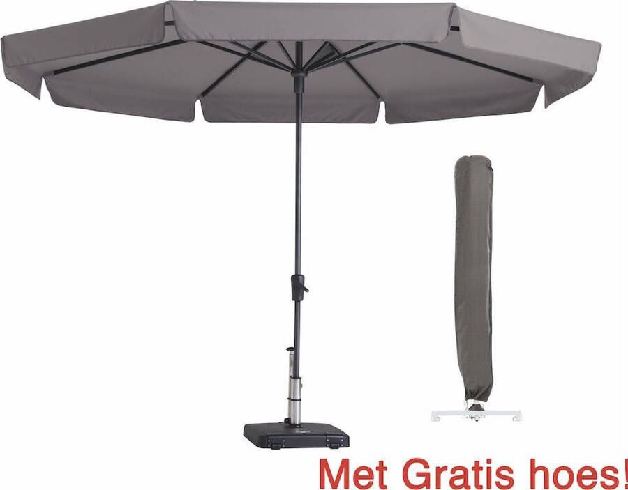 Madison Parasol Rond Taupe Syros incl Beschermhoes