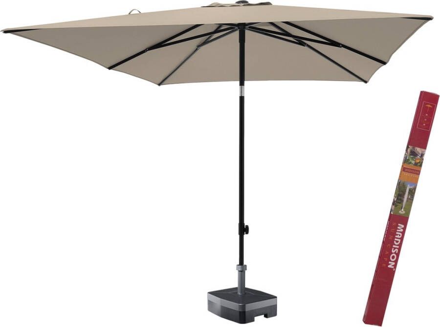 Madison Parasol vierkant ecru met voet en beschermhoes | Moraira 230 x 230 cm parasol vierkant en kantelbaar
