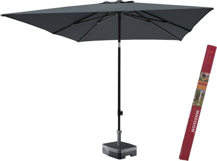 Madison Parasol vierkant Grijs 230 x 230 cm met voet en hoes | Kantelbare en vierkante Moraira