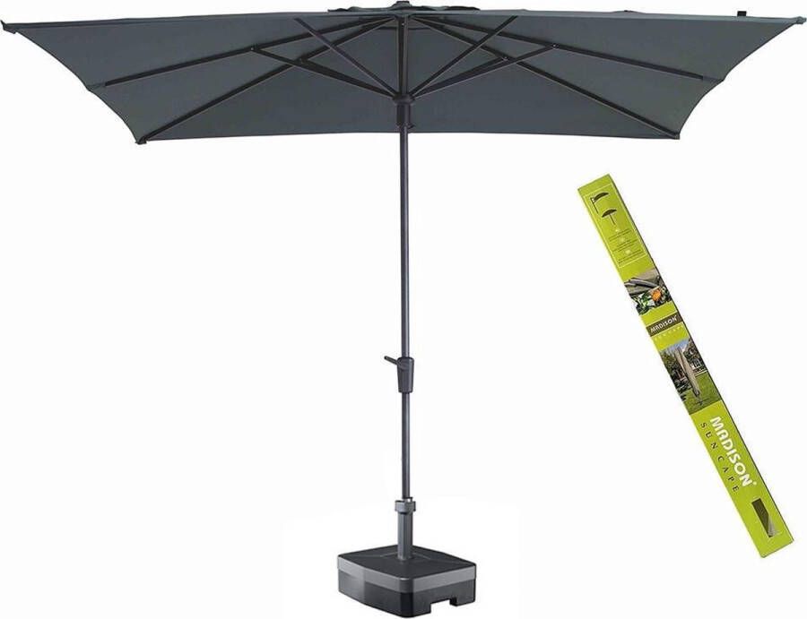 Madison Parasol vierkant grijs met voet en hoes! Syros 280 x 280 cm