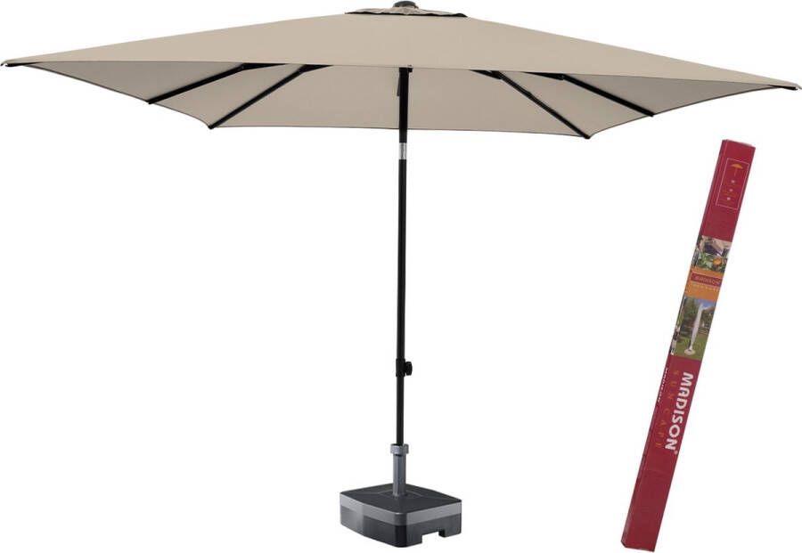Madison Rechthoekige parasol met voet en hoes | Kantelbare parasol Corsica