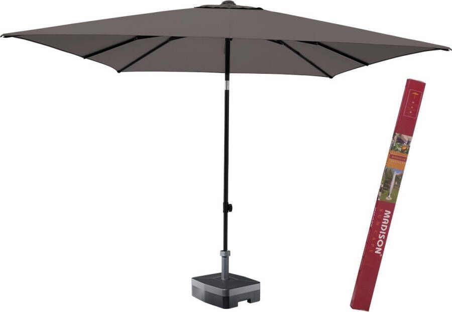 Madison Rechthoekige parasol Taupe met voet en hoes | Corsica 200 x 250 cm kantelbaar