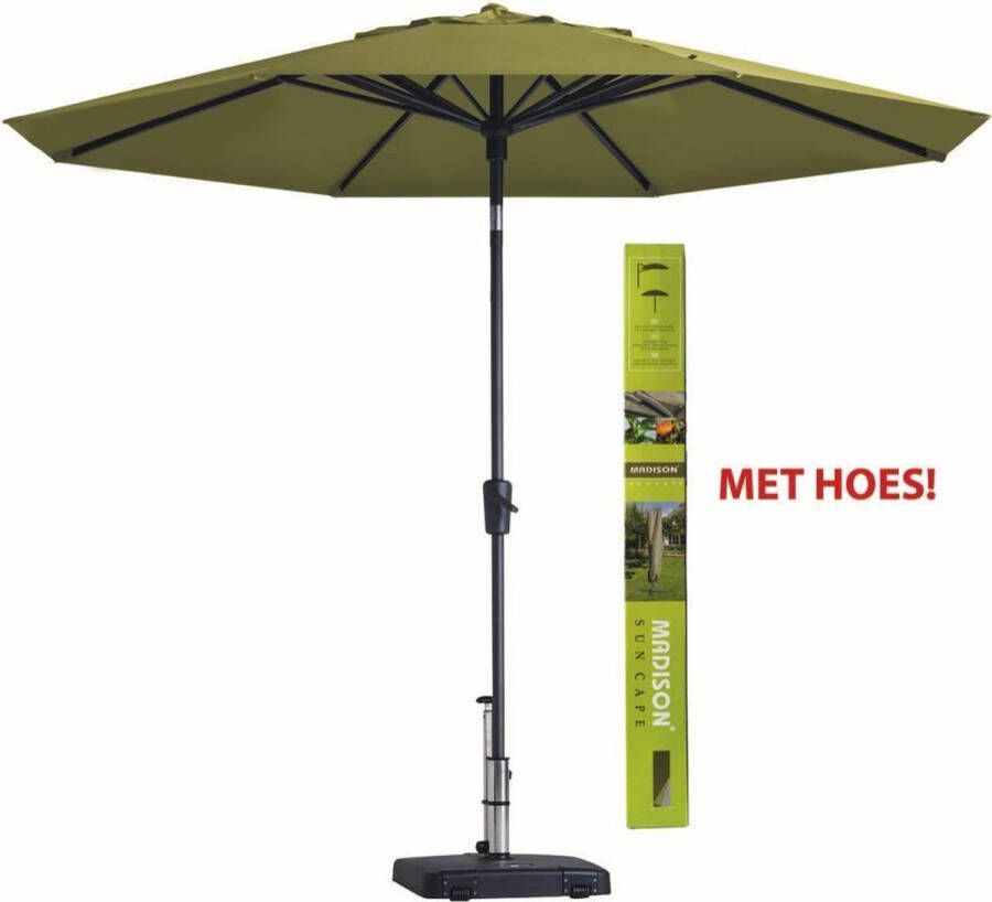 Madison Ronde parasol Sage groen met hoes 300 cm