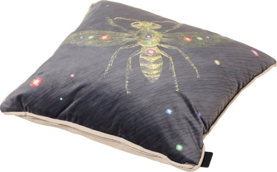 Madison Sierkussen Velvet Insect Grey 45x45 Grijs