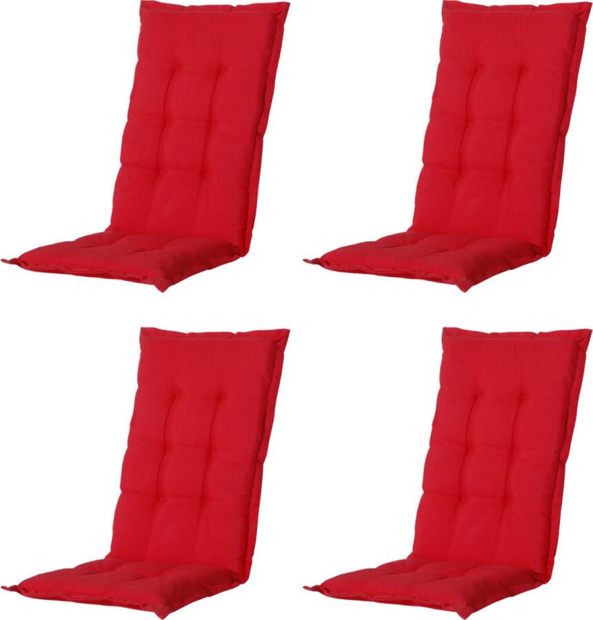 Madison Tuinkussen Universeel Hoge Rug 4 st. Panama Red 123x50cm Rood Tuinstoelkussens Standaardstoel