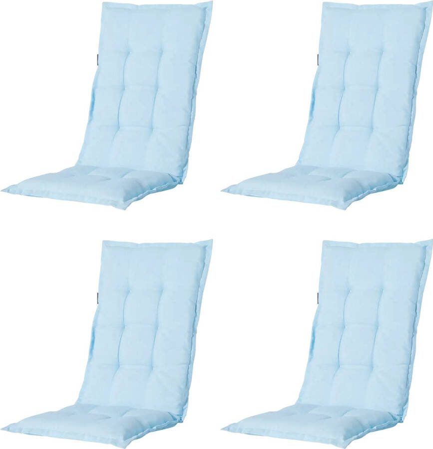 Madison Tuinkussen Universeel Hoge Rug 4 st. Panama Sky Blue 123x50cm Blauw Tuinstoelkussens Standaardstoel