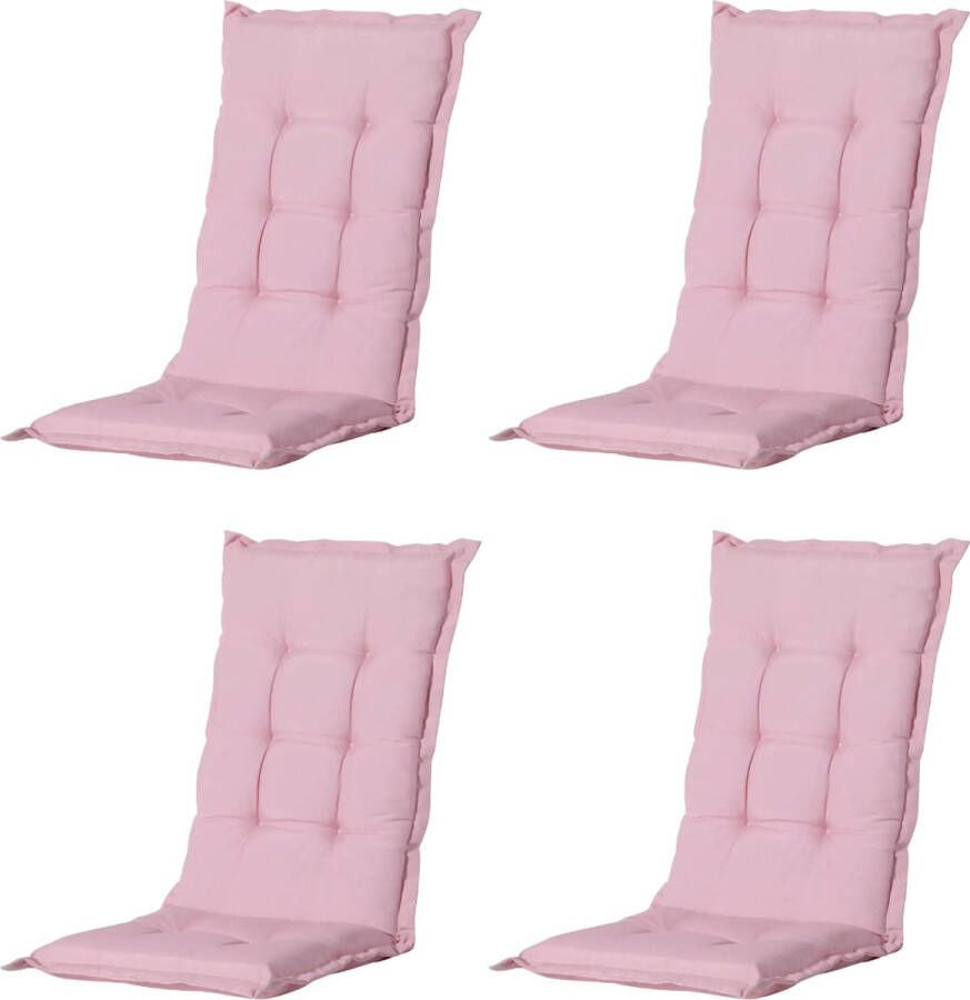 Madison Tuinkussen Universeel Hoge Rug 4 st. Panama Soft Pink 123x50cm Roze Tuinstoelkussens Standaardstoel