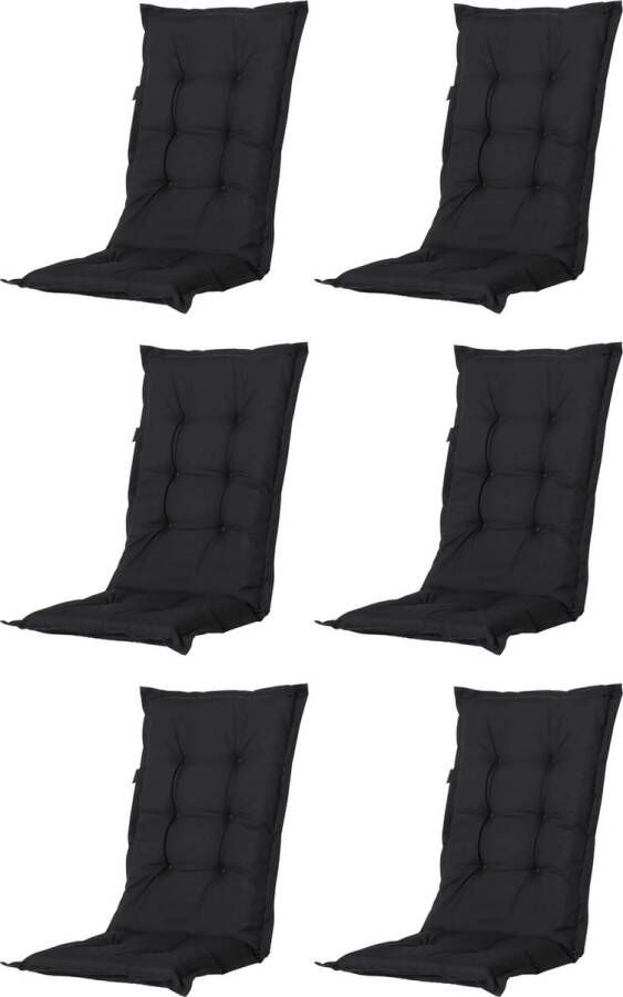 Madison Tuinkussen Universeel Hoge Rug 6 st. Panama Black 123x50cm Zwart Tuinstoelkussens Standaardstoel