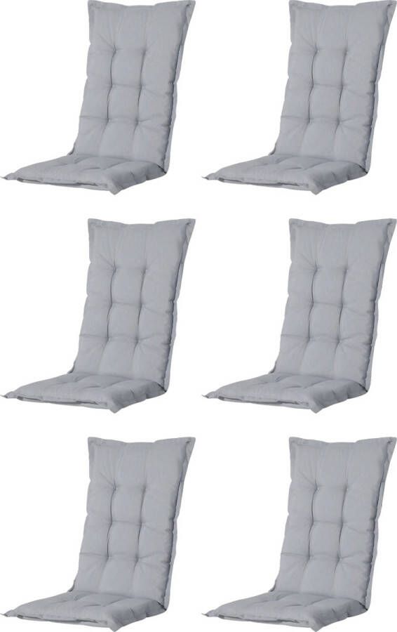 Madison Tuinkussen Universeel Hoge Rug 6 st. Panama Light Grey 123x50cm Grijs Tuinstoelkussens Standaardstoel