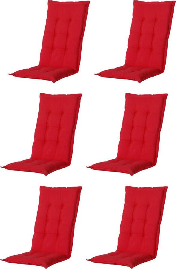 Madison Tuinkussen Universeel Hoge Rug 6 st. Panama Red 123x50cm Rood Tuinstoelkussens Standaardstoel