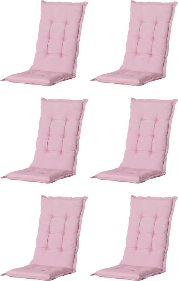 Madison Tuinkussen Universeel Hoge Rug 6 st. Panama Soft Pink 123x50cm Roze Tuinstoelkussens Standaardstoel