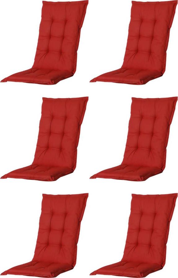 Madison Tuinkussen Universeel Lage Rug 6 st. Basic Red 105x50cm Rood Tuinstoelkussens Standenstoel