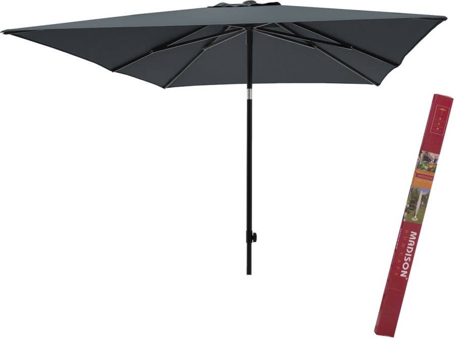 Madison Vierkante parasol met beschermhoes | Moraira 230 x 230 cm grijs | Parasol vierkant en kantelbaar