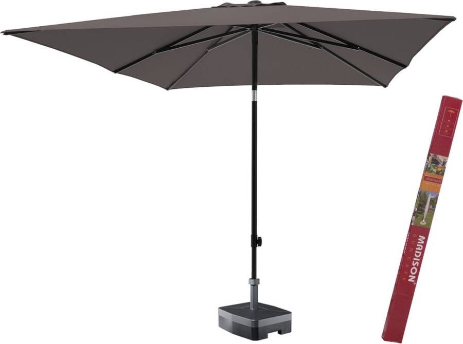 Madison Vierkante parasol met voet en hoes taupe | Moraira 230 x 230 cm parasol vierkant en kantelbaar