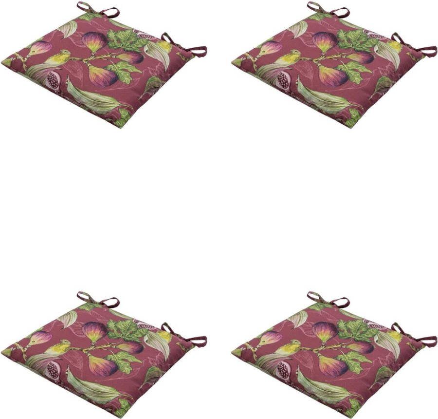 Madison Zitkussen Universeel 4 stuks 46 x 46 cm -Jasmijn Bordeaux Tuin Outdoor