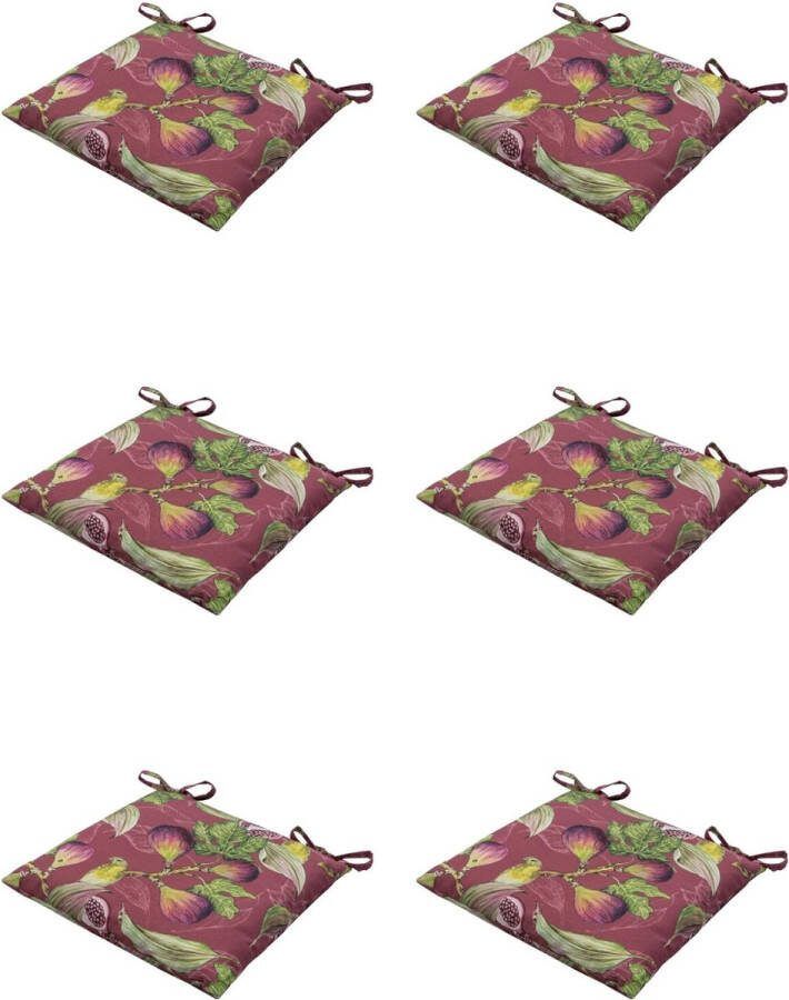 Madison Zitkussen Universeel 6 stuks 46 x 46 cm -Jasmijn Bordeaux Tuin Outdoor