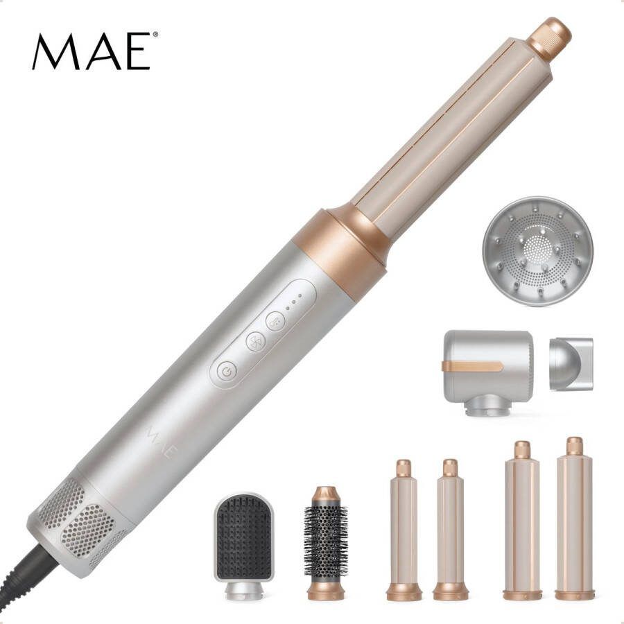 MAE Airstyler Pro Fohnborstel met Coldshot Föhn met Diffuser Coandă-effect Multistyler Krultang & Krulborstel Hairwrap 9 Opzetstukken