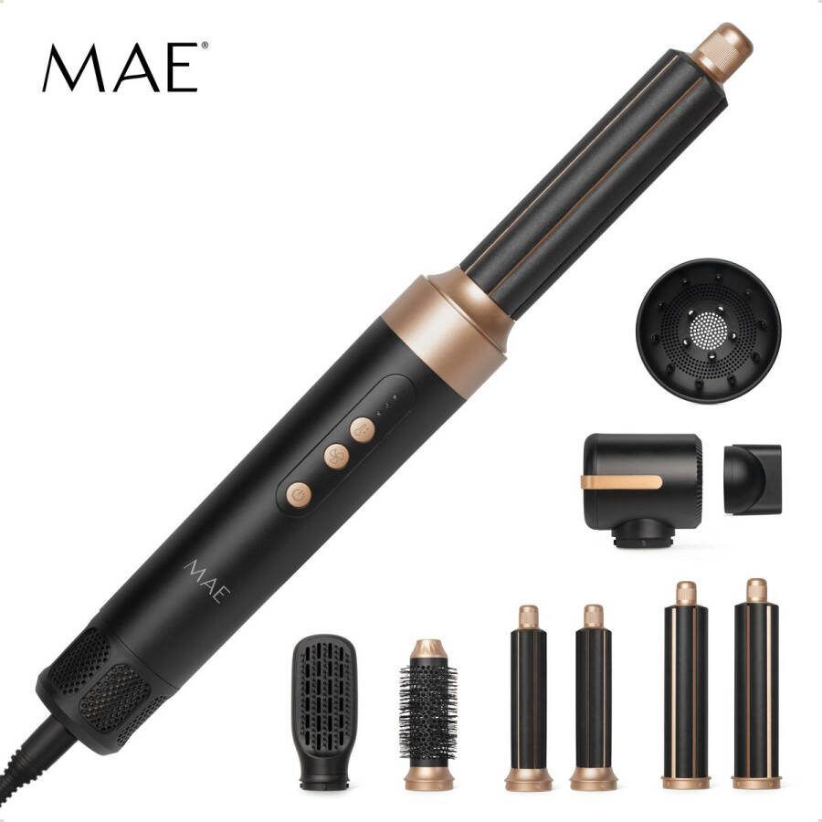 MAE Airstyler Pro Fohnborstel met Coldshot Föhn met Diffuser Coandă-effect Multistyler Krultang & Krulborstel Hairwrap 9 Opzetstukken