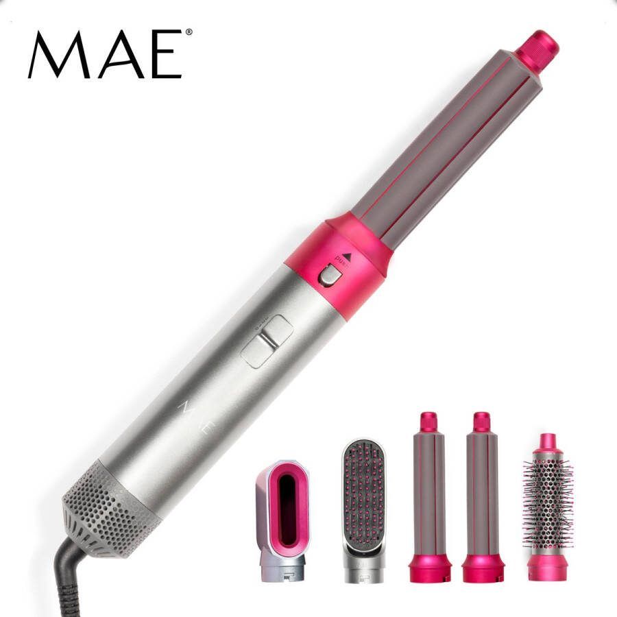 Mae Commerce MAE Airstyler krultang 5 in 1 multi styler Föhnborstel Krulborstel Kort & Lang Haar Hairwrap Multistyler Heteluchtborstel Hairstyler Haarstyler V4 2023 editie
