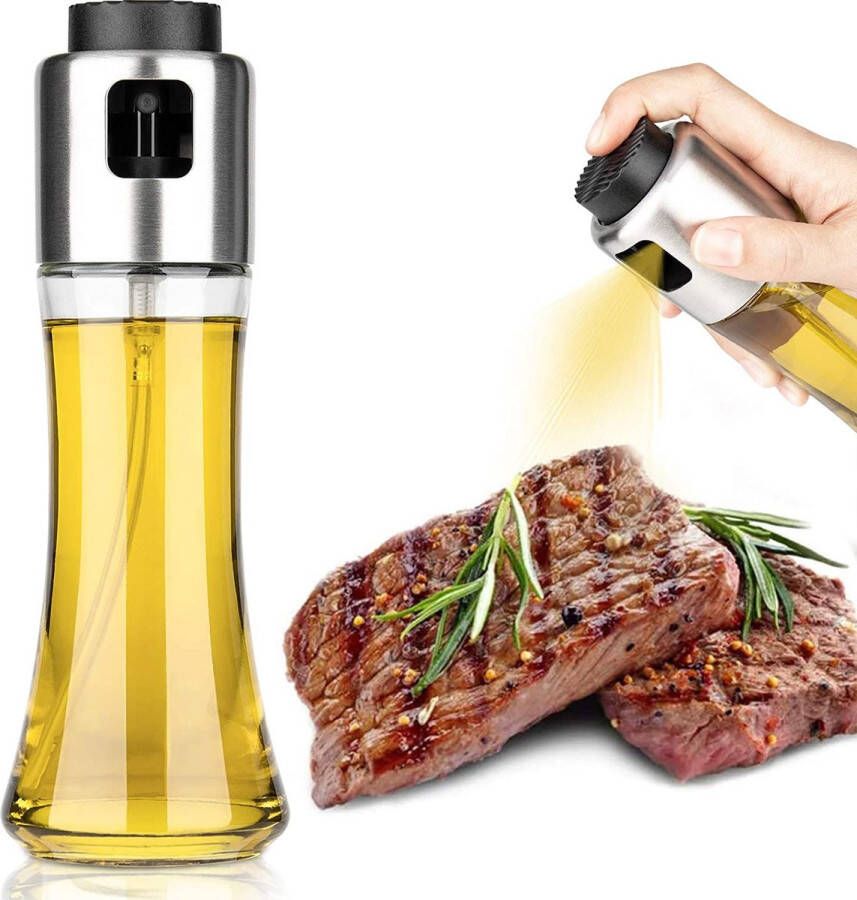 Mafiti Olieverstuiver roestvrij staal oliespray verstuiver olie multifunctionele verstuiver azijn spatten oliedispenser olie spuitfles olie voor koken BBQ grillen pasta salade (180 ml)