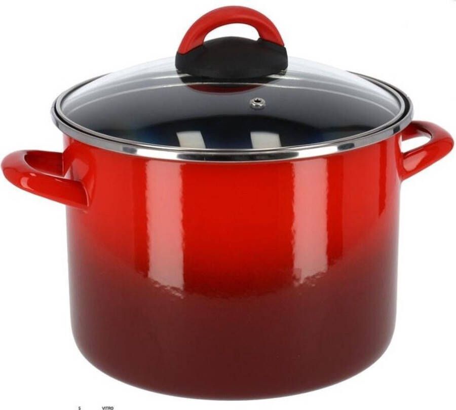 Magefesa Rvs rode kookpan soeppan met glazen deksel 20 cm 4 8 liter Kookpannen