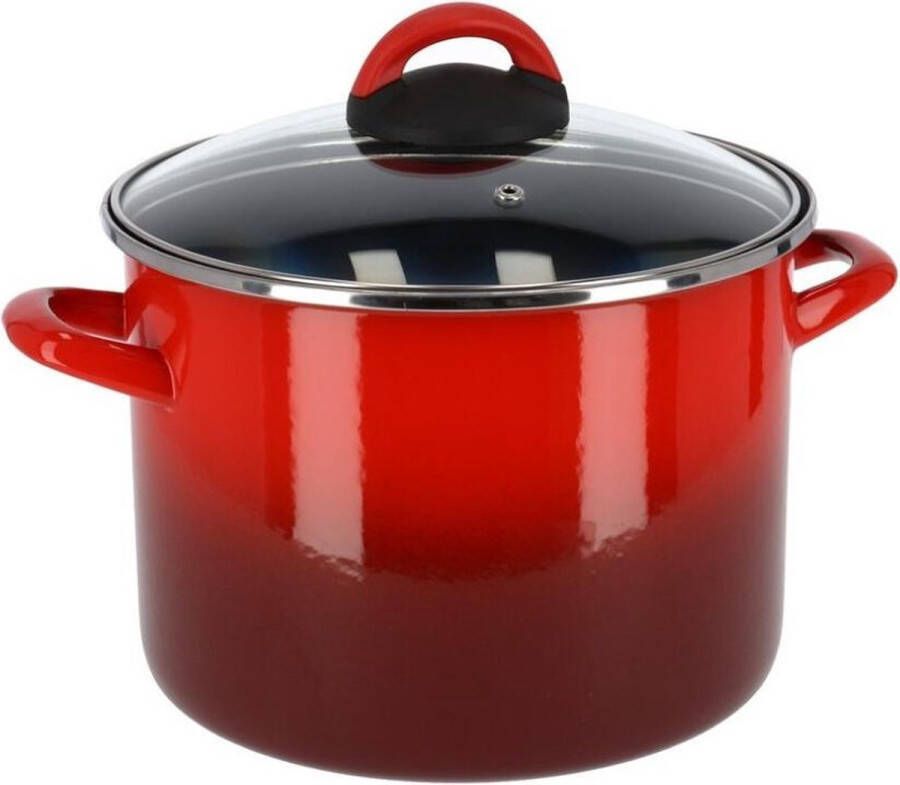 Merkloos Rvs rode kookpan soeppan met glazen deksel 22 cm 5 8 liter Kookpannen