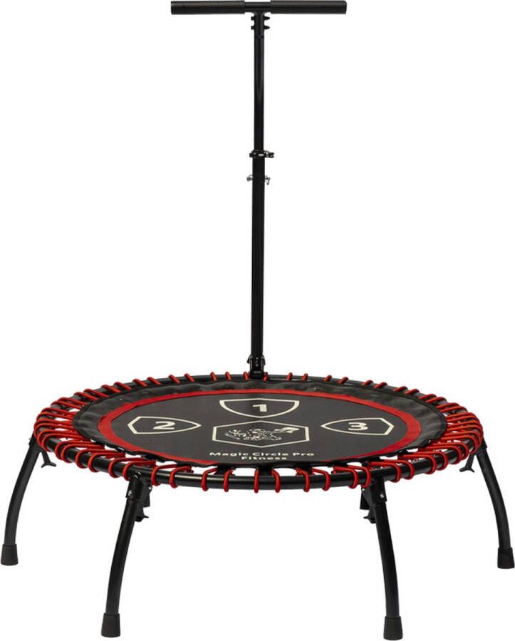 Magic Circle Pro Fitness Trampoline 100 cm Rood Aluminium fitness trampoline met elastieken Eenvoudig Inklapbaar Inclusief Armsteun