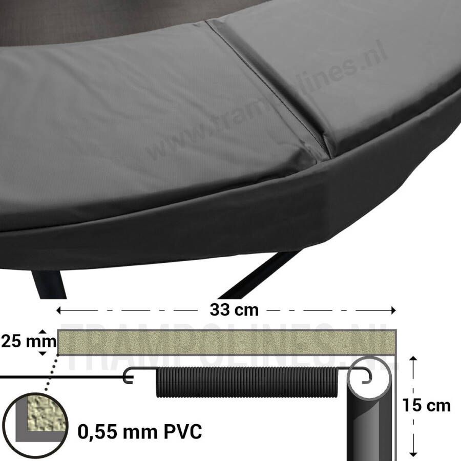 Magic Circle Pro Trampoline Beschermrand 251 cm Grijs Ronde trampoline rand Breed en dik randkussen