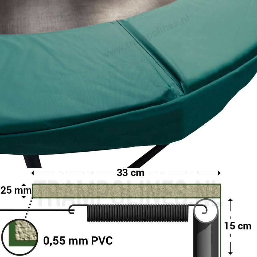 Magic Circle Pro Trampoline Beschermrand 251 cm Groen Ronde trampoline rand Breed en dik randkussen