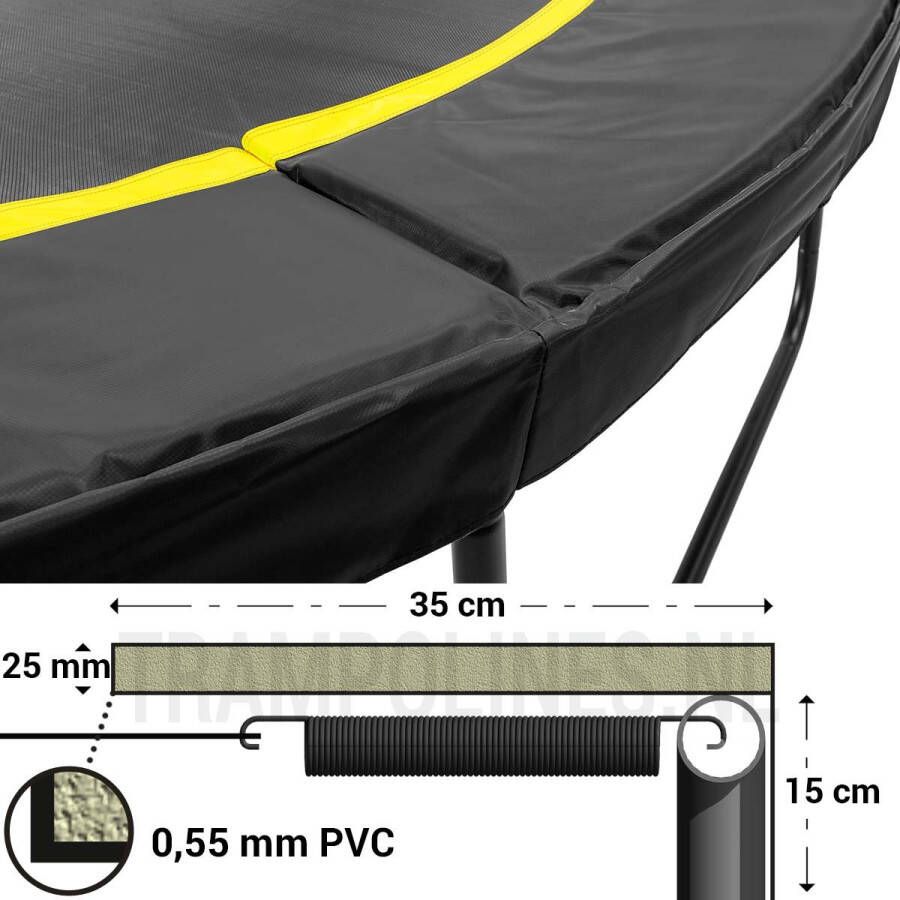 Magic Circle Pro Trampoline Beschermrand 251 cm Zwart Ronde trampoline rand Breed en dik randkussen
