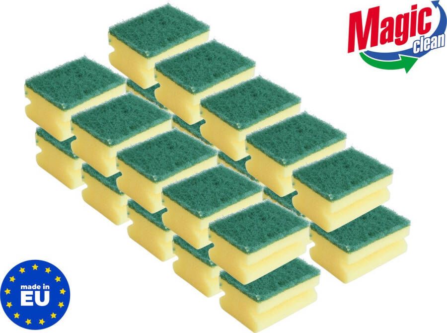 Magic Clean Schuursponsjes schoonmaak profi 20 stuks 85x65x45mm Voordeelverpakking MADE IN EU