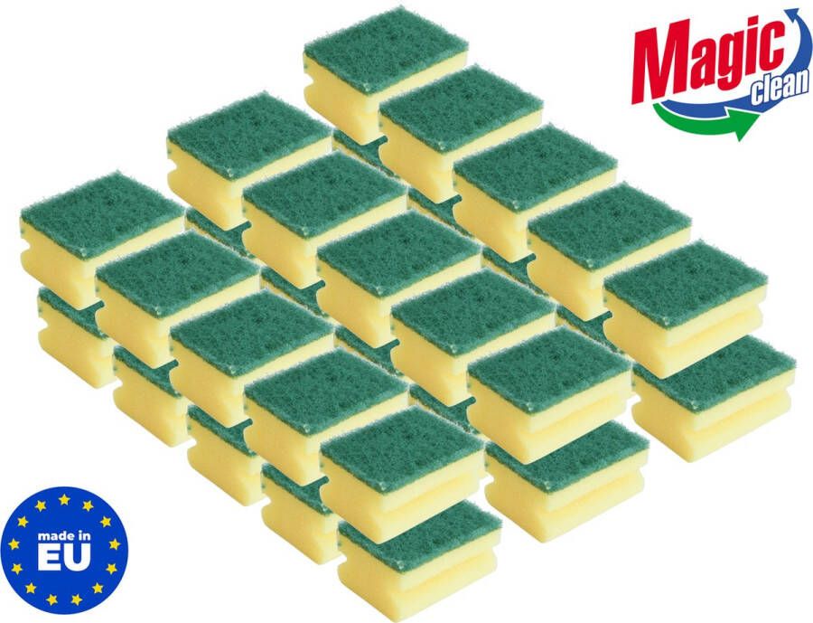 Magic Clean Schuursponsjes schoonmaak profi 30 stuks 85x65x45mm Voordeelverpakking MADE IN EU