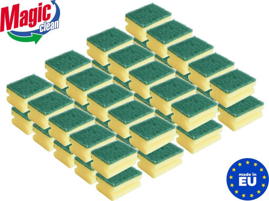Magic Clean Schuursponsjes schoonmaak profi 40 stuks 85x65x45mm Voordeelverpakking MADE IN EU
