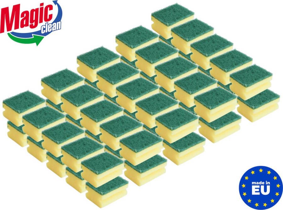 Magic Clean Schuursponsjes schoonmaak profi 50 stuks 85x65x45mm Voordeelverpakking MADE IN EU