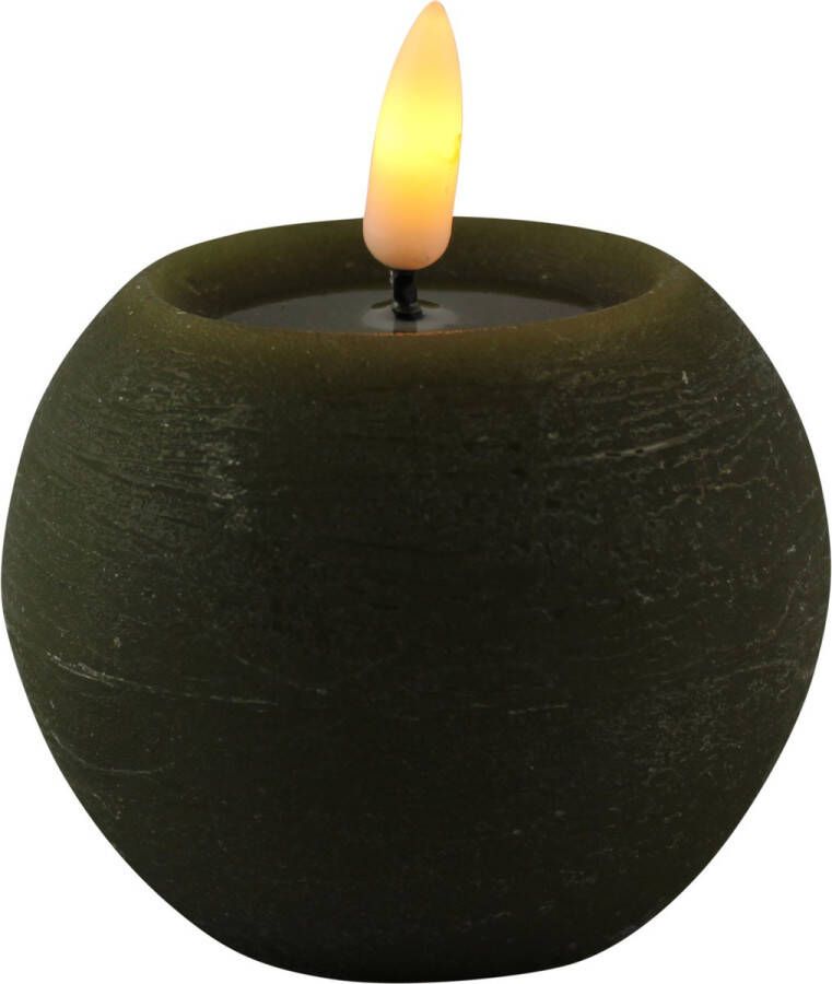 Magic Flame LED kaars bolkaarsA‚ rond olijf groen D8 x H7 5 cm LED kaarsen