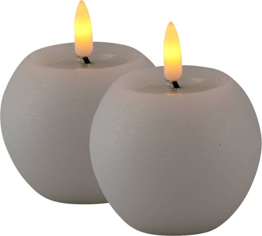 Magic Flame LED kaarsen bolkaarsen 2x st rond wit D8 x H7 5 cm LED kaarsen