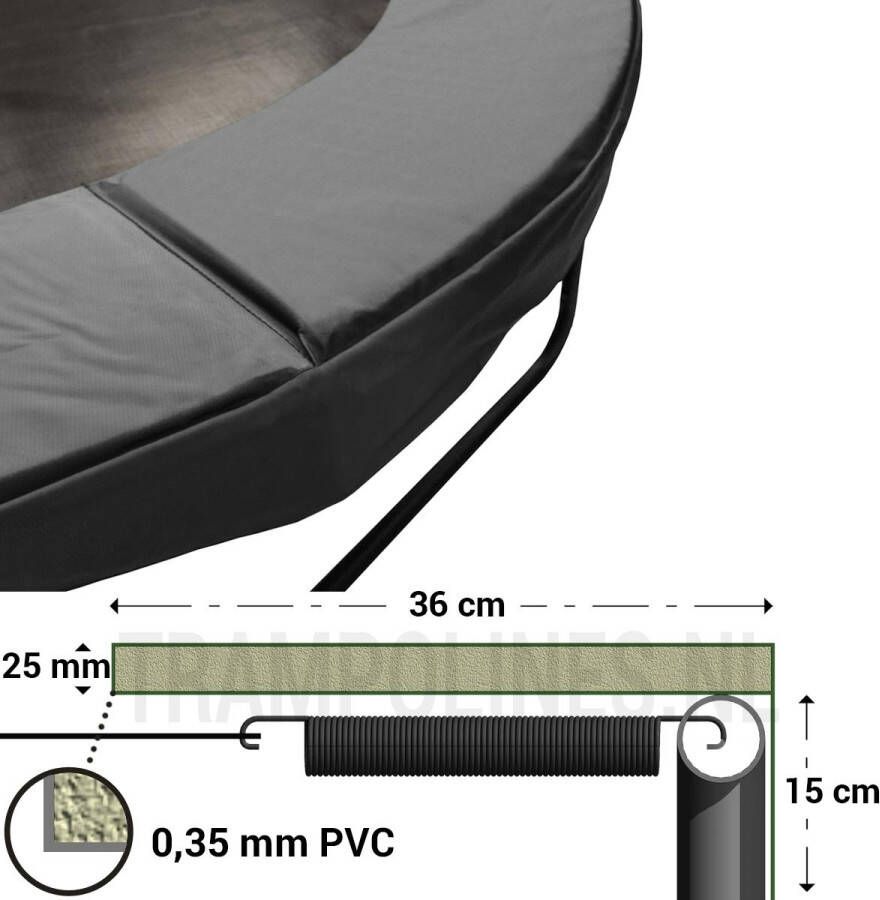 Magic Jump Trampoline Beschermrand 270 cm Grijs Ronde trampoline rand Extra breed randkussen