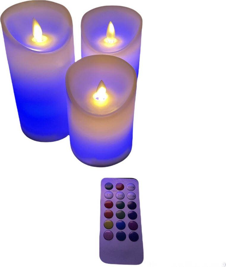 Magic light solutions Led kaarsen set met bewegende vlam en RGB kleuren (draadloze remote)