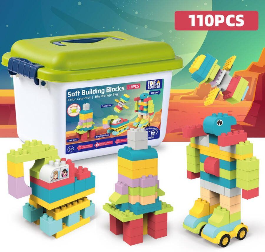 Magic Soft Blocks Magic Soft blokken 110pcs Stapelblokken voor kinderen-Bouw en ontdek met deze betoverende zachte bouwblokken
