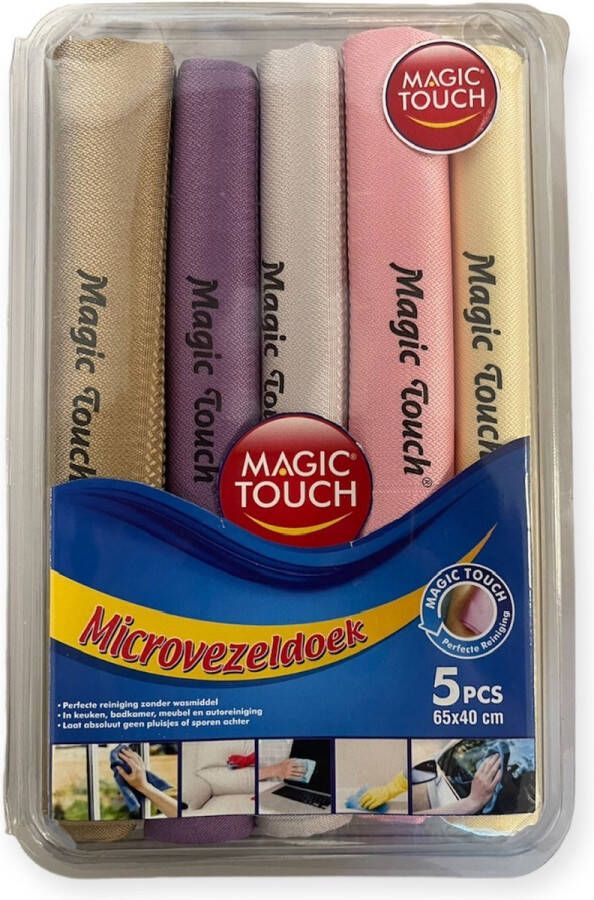 Magic Touch Microvezeldoekjes 5 Stuks Huishouden Autodoeken Autopoetsen Wonderdoeken Vlekvrij Schoonmaakdoeken Reinigingdoekjes Duurzam Milieuvriendelijk Raamdoeken Zuigkracht Antibacterieel