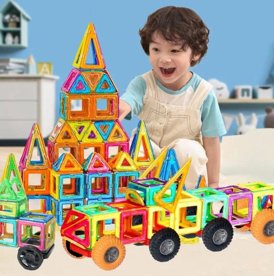 MagicalMagnet Magnetische bouwstenen Magnetisch speelgoed voor kinderen Magnetische bouwblokken 168 stukken